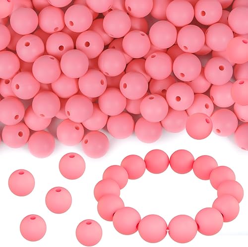 100 cuentas redondas de silicona, cuentas focales de silicona de goma de 0.472 pulgadas, cuentas sueltas a granel para llavero, pulsera, collar,