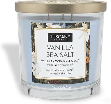 Tuscany 14 oz. Vanilla Sea Salt Soy Blend Jar Candle One Size 69646