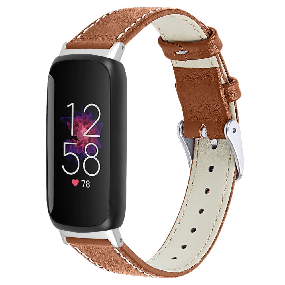 Chofit Straps Compatible with Fitbit Inspire 3 Strap, Replacement Leather Band Pattern Floral Wristband Bracelet for Inspire 3 Activity Tracker (Brown)