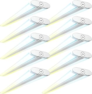 Sunco 10 Pack 4FT LED Shop Light Wraparound, Dual Selectable, 3CCT, 50-70W | 8200LM, Selectable CCT 4000K/5000K/6000K, Wattage 50W/60W70W, Hardwired Surface Mount, for Workshop, Garage, Commercial