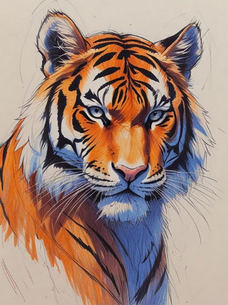 NAHUIGOOD Cross Stitch Kit，– 11Ct Stamped Embroidery Set for Adults & Beginners, Needlepoint Pattern, DIY Art for Home Decor & Gifts Tiger11Ct50X70Cm