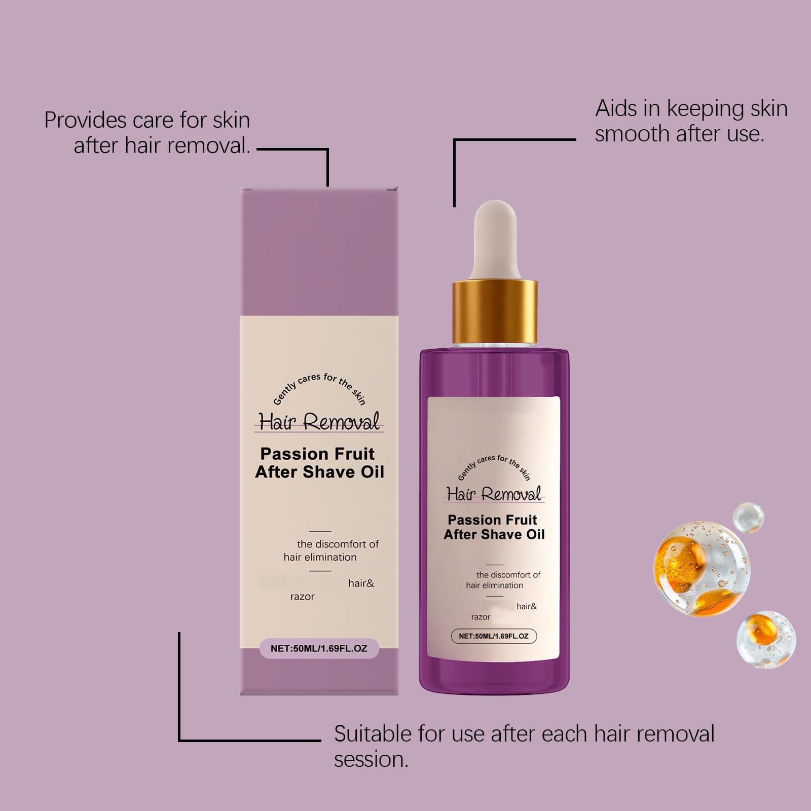 Huile Après-rasage Au Fruit De La Passion, Élimine Les Poils Indésirables, Hydrate Et Apaise La Peau, Sérum Réparateur Après-rasage Et Épilation, Convient Pour Les Jambes, Les Aisselles Bras (6pcs)