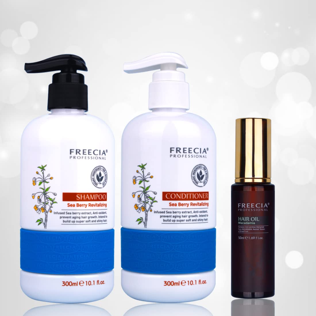 FREECIA Professional shampoo conditioner serum combo, hair care kit/for dry/frizz/brittle/nourish scalpe add volume, dryness brittle hair, for all hair type