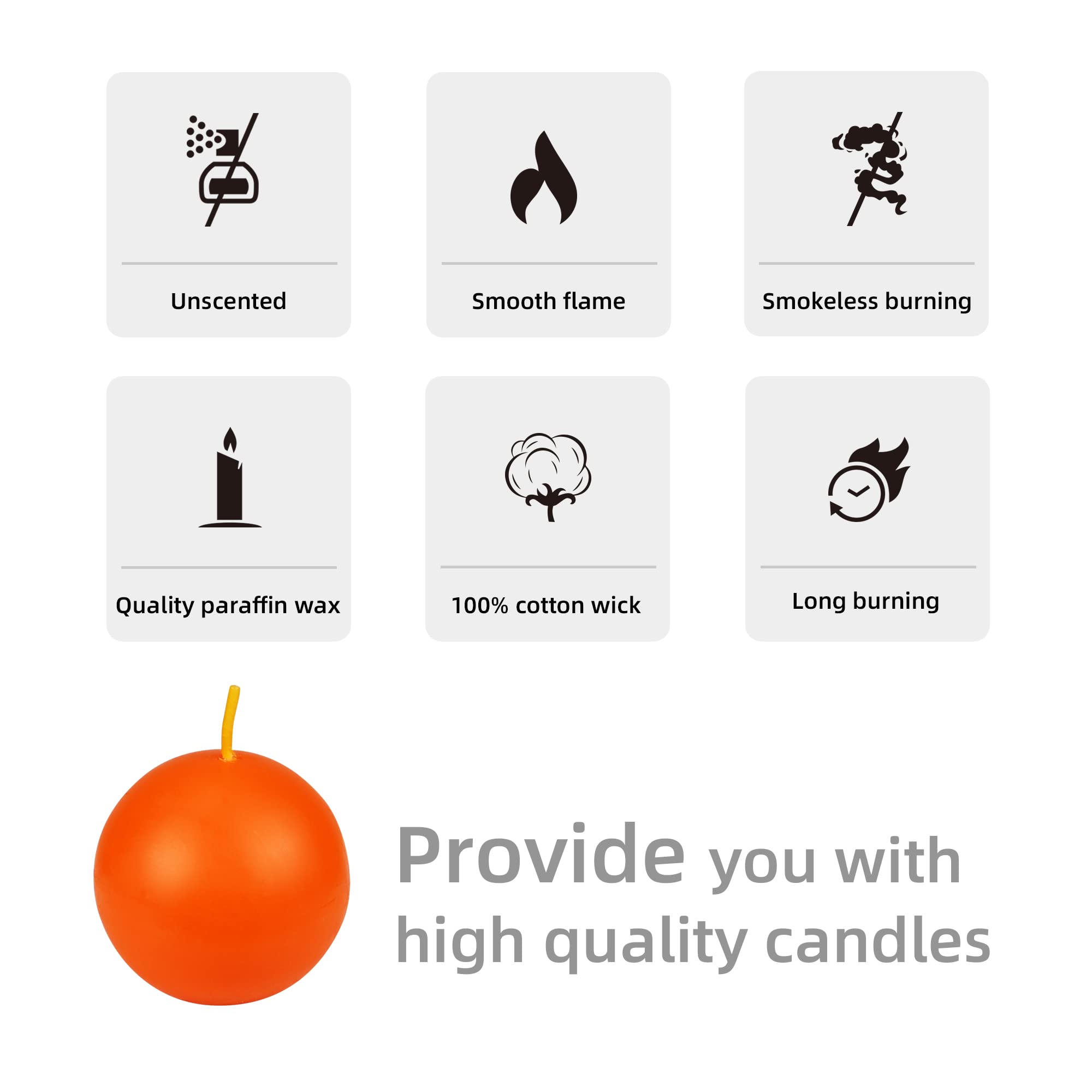 Zest Vela – Juego de Bola Velas, 3 Pulgadas, Color Naranja