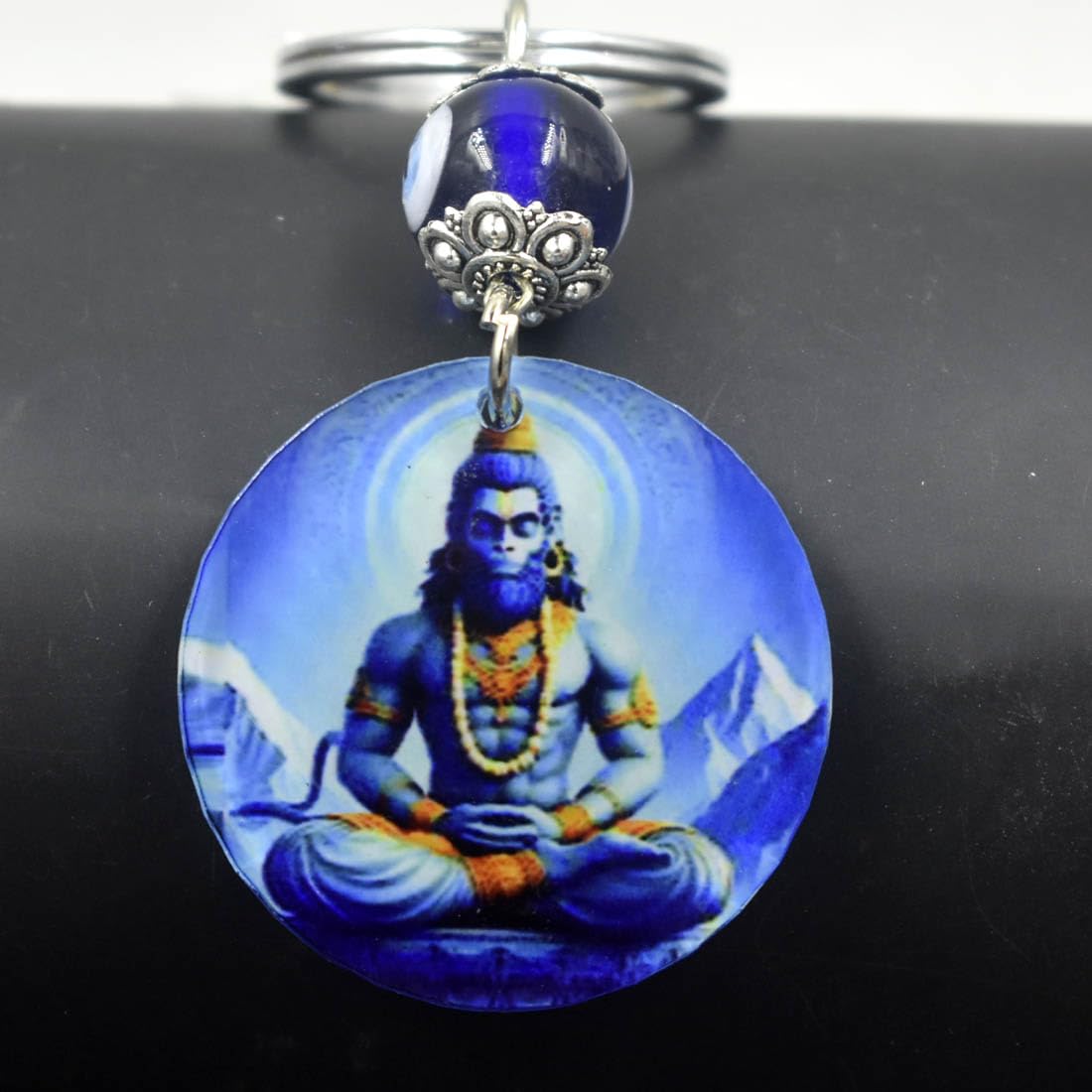 lord mahabali hanuman blue evil eye keychain for men and women