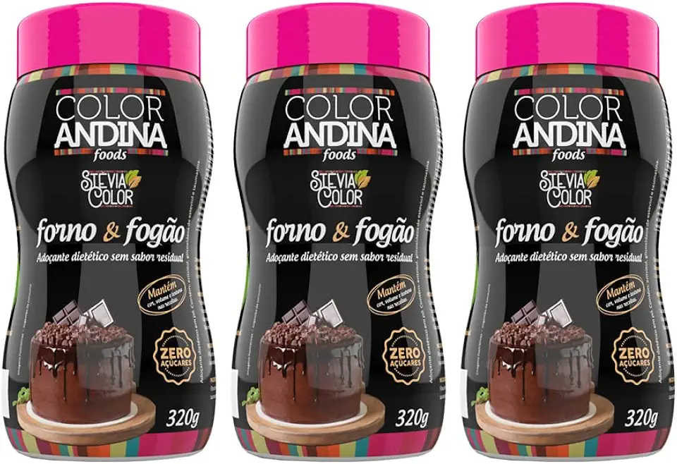 Adoçante Stévia Culinário | Color Andina | Forno E Fogão 320g – 3 potes