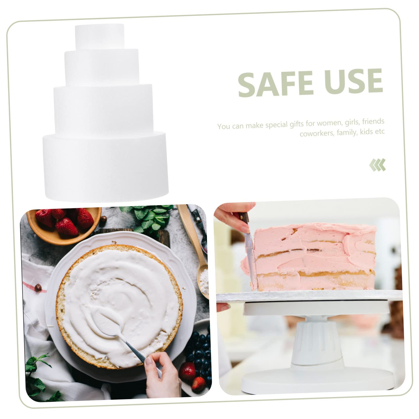 Gadpiparty 4 Stück Weißes Schaumstoff Kuchenform zum Üben der Tortendekoration mit Flexiblen Formen für Selbstgemacht Kuchendeko und Partydekorationen