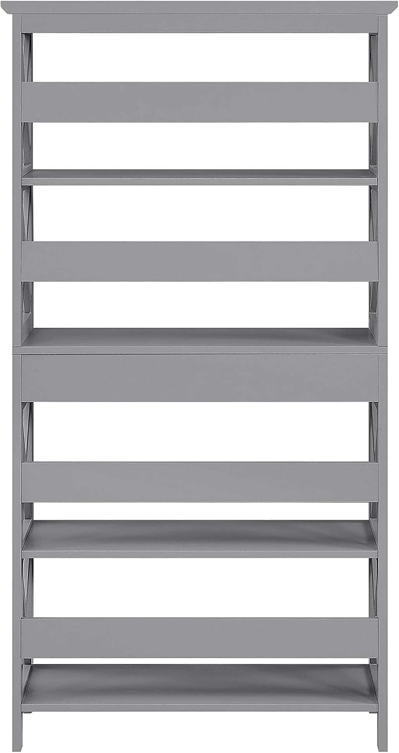 Convenience Concepts Oxford 5 Tier Bookcase with Drawer, Gray