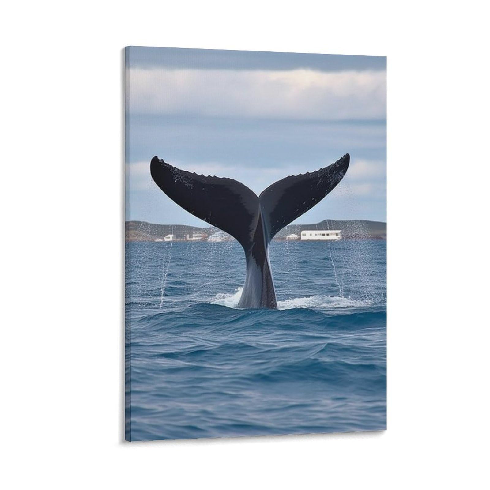 Toile murale imprimée queue de baleine avec cadre robuste de haute qualité - 8
