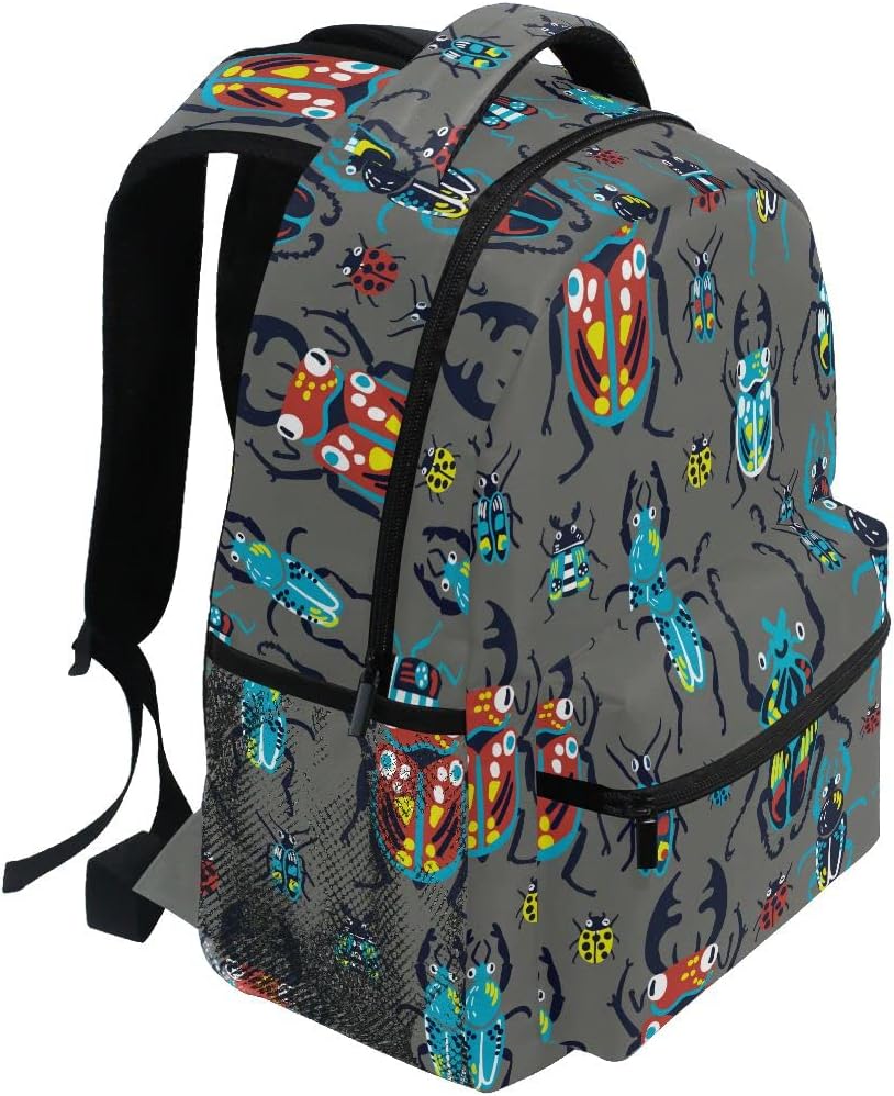 Fisyme Cute Ladybug Bugs Backpack Laptop Bag Daypack Travel Hiking School Backpacks for Men Women Kids Girls Boys