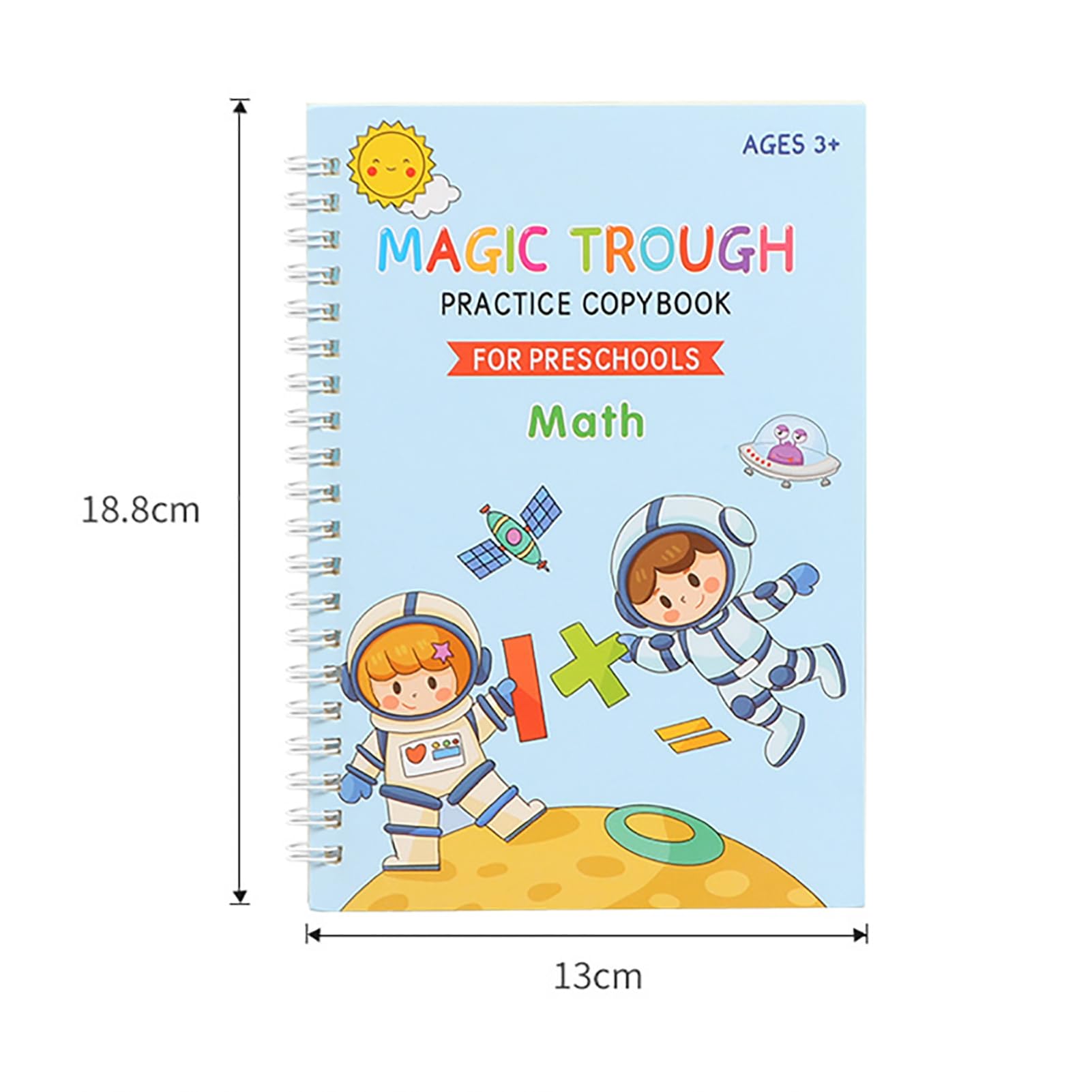 Zeszyt do ćwiczeń magicznych, zeszyty ćwiczeń do magicznego pisma ręcznego wielokrotnego użytku dla dzieci, ryflowane dzieci piszące znikający atrament, ryflowany zeszyt alfabet/matem