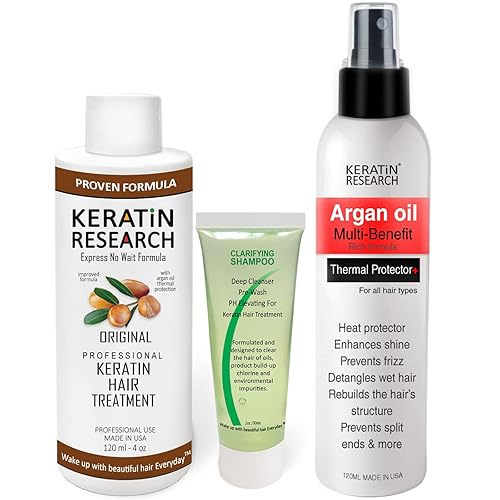 KERATIN RESEARCH Tratamiento de queratina brasileña para el cabello, con resultados profesionales, alisado y alisado del cabello, con protección