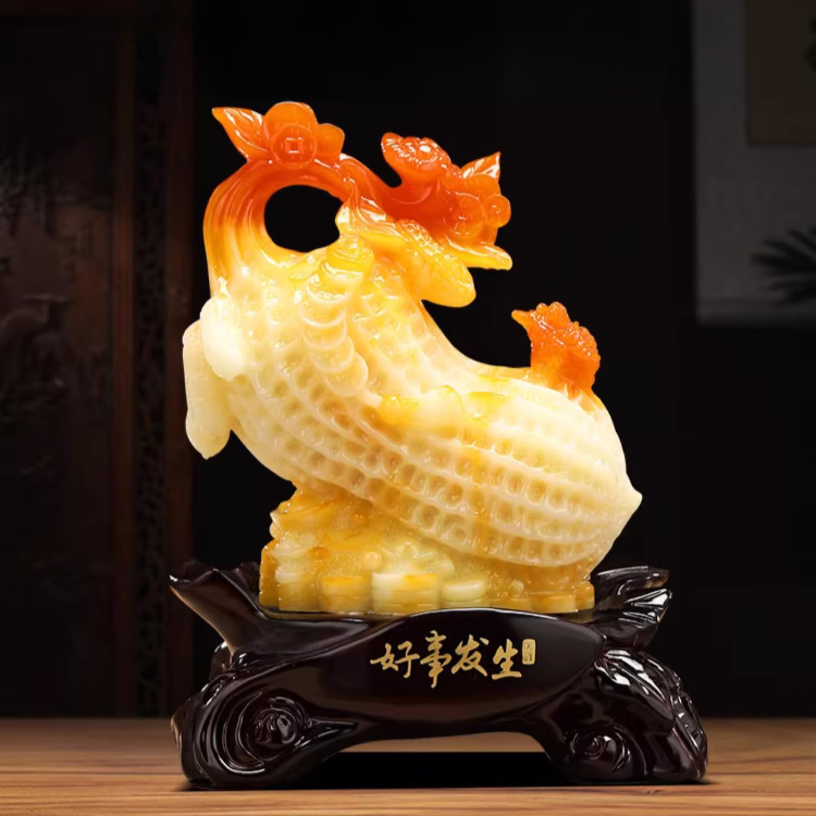 Sculpture cacahuète Feng Shui en résine jaune pour la décoration de bureau et maison