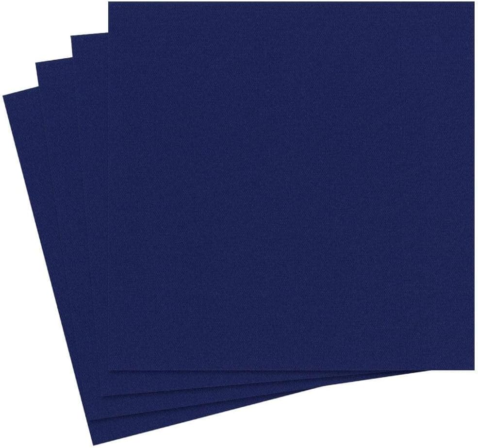Caspari Paper Linen Solid Guest Towel Napkins in Navy Blue - Four Packs of 12