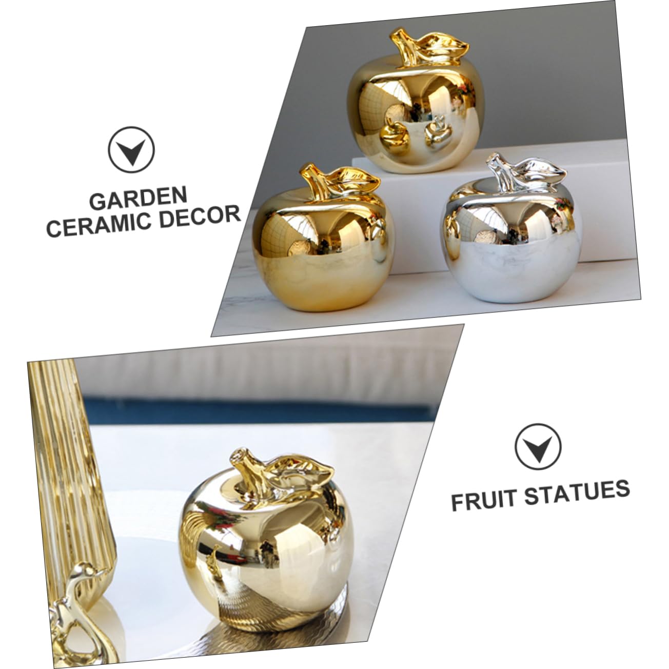BESPORTBLE Ornamento in Ceramica a Forma di Mela Oro, Decorazione Pratica e Facile da Usare per Arredamento Casa Creativo e Chic, per Soggiorno o Cucina