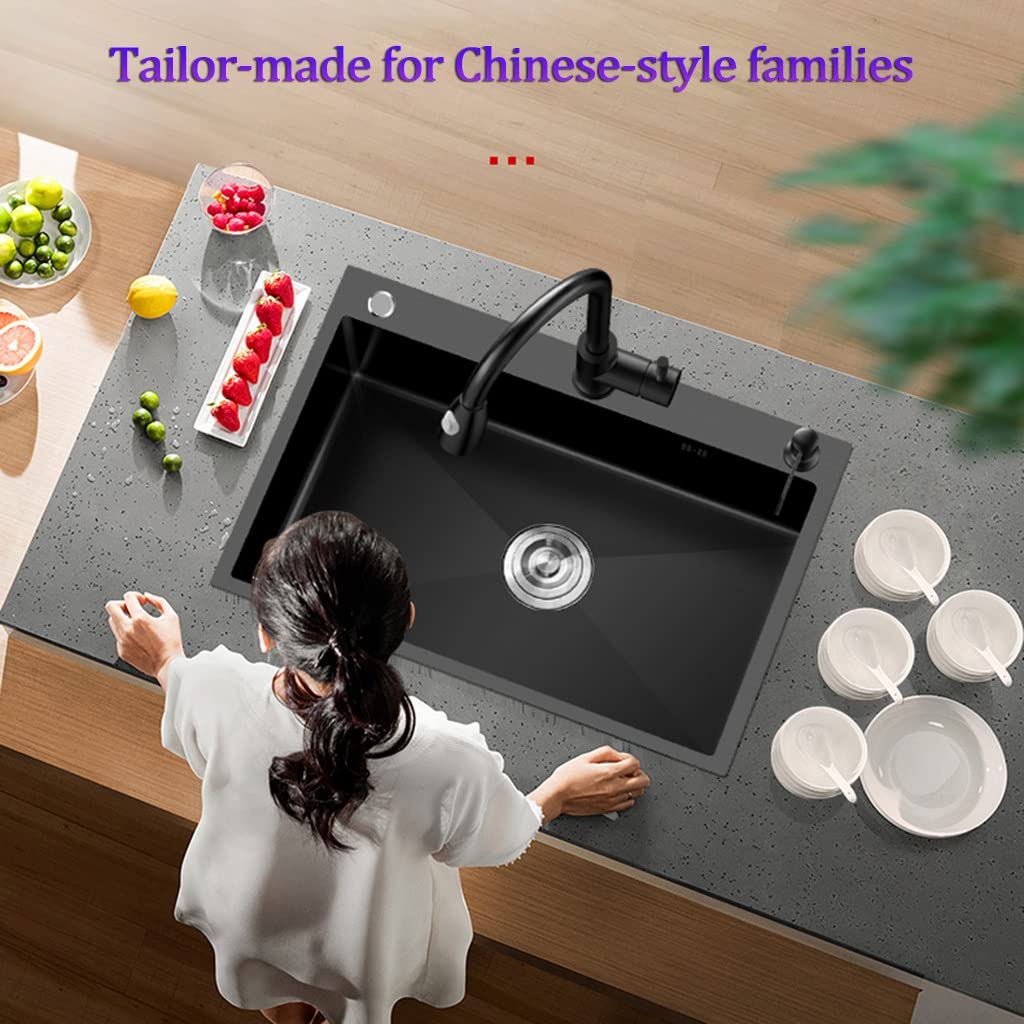 Fregadero Cocina Negro 45x40cm - Acero Inoxidable, Con Dispensador Jabón