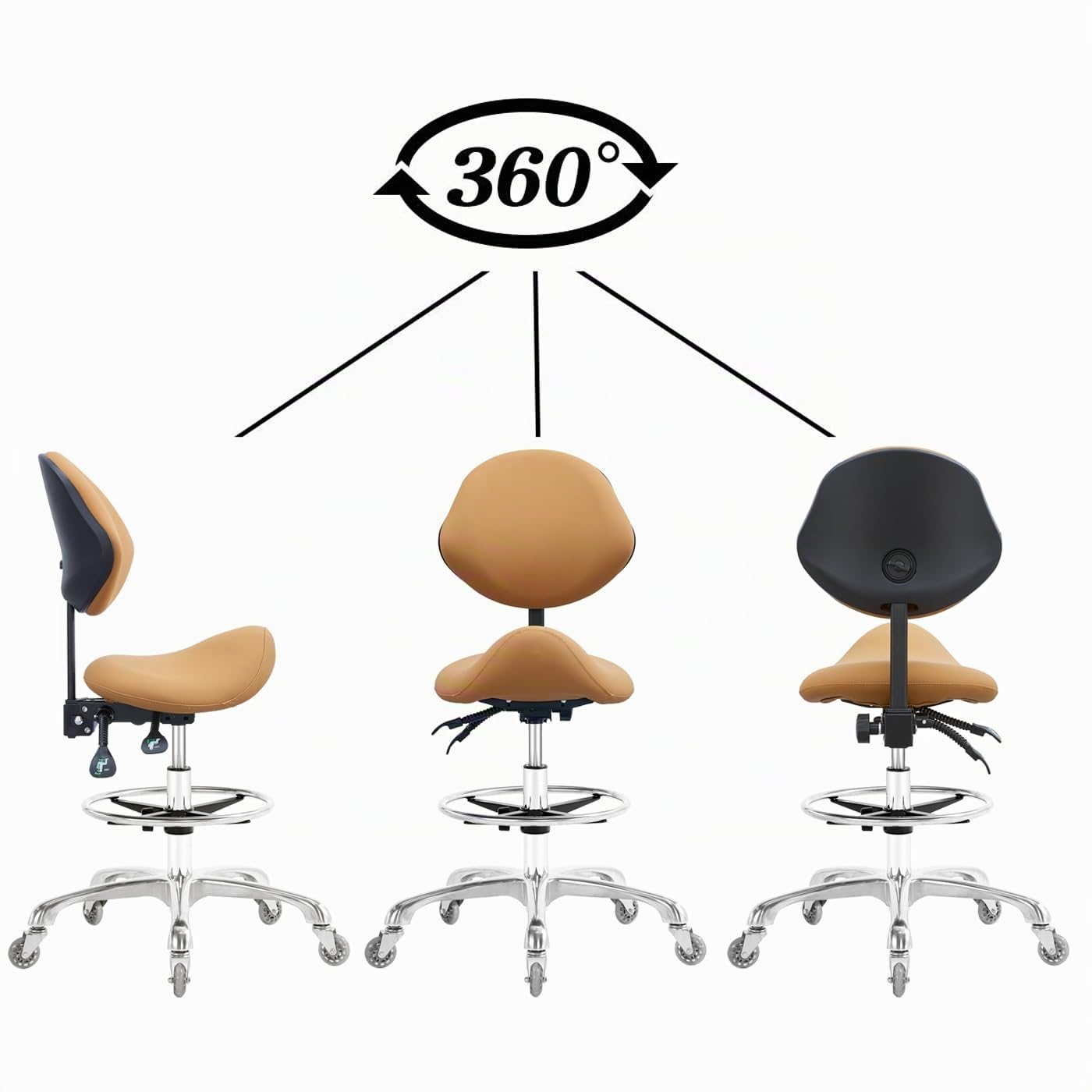 Tabouret de selle hydraulique pivotant réglable 158,8 kg pour salon spa beauté massage clinique dentaire