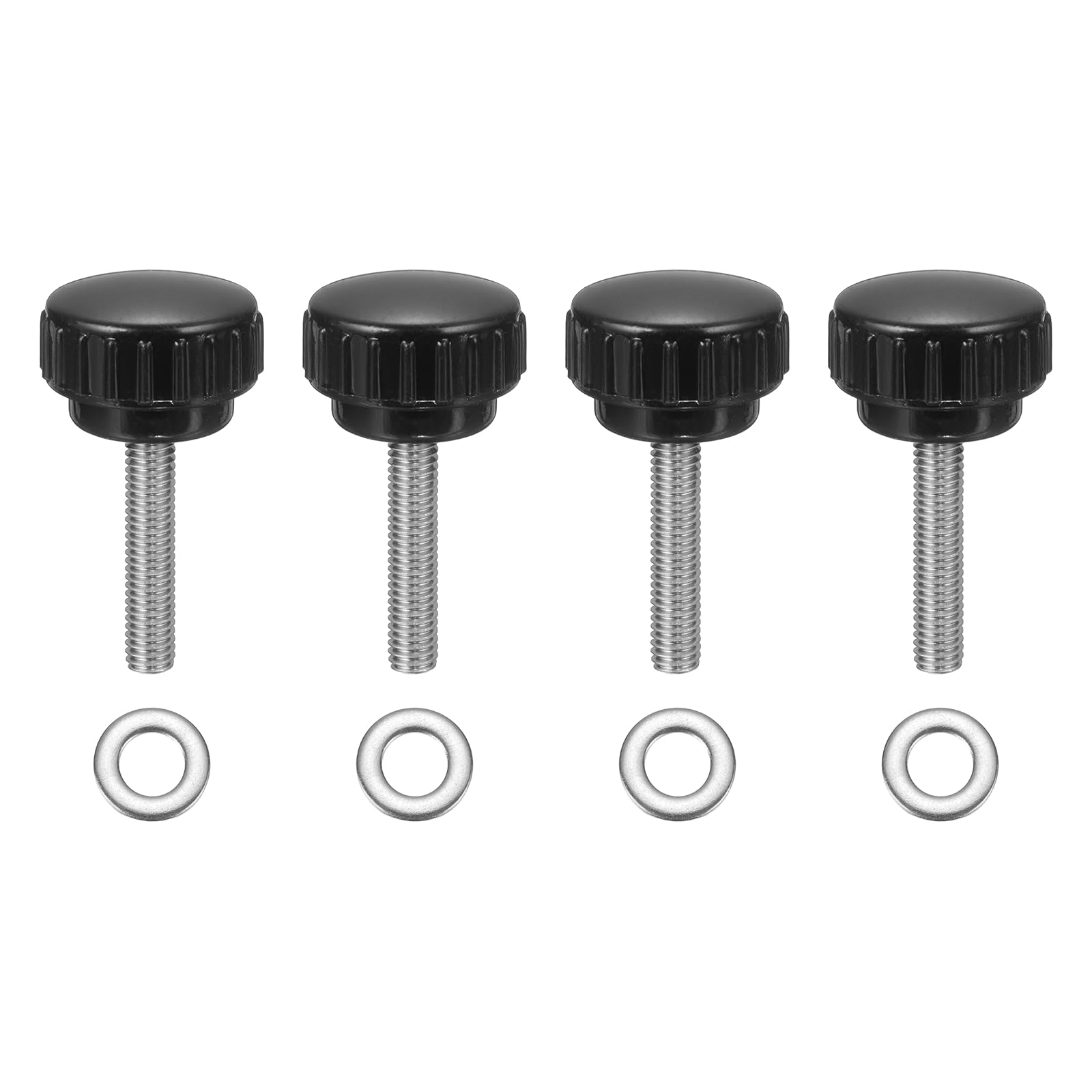 sourcing map 4Pcs Knurled Clamping Knobs, M6 x 30mm Metric 304 Stainless Steel Male Thread Thumb Screws 25mm Width Knurled Handle Bolts Grip with Washers for Machine Umbrella Base Replacement