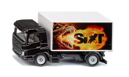 Siku 1107, Camión con carrocería Sixt, Camión de Juguete, Metal/Plástico, Negro/Blanco