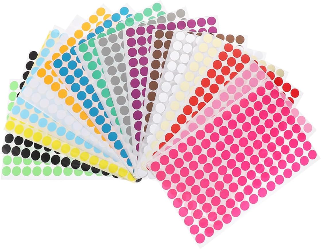 TEHAUX 16 Sheets Adhesive Labels for Inventory Management School and Laboratory Organization Tiny Dot Stickers for Efficient Sorting and Tracking
