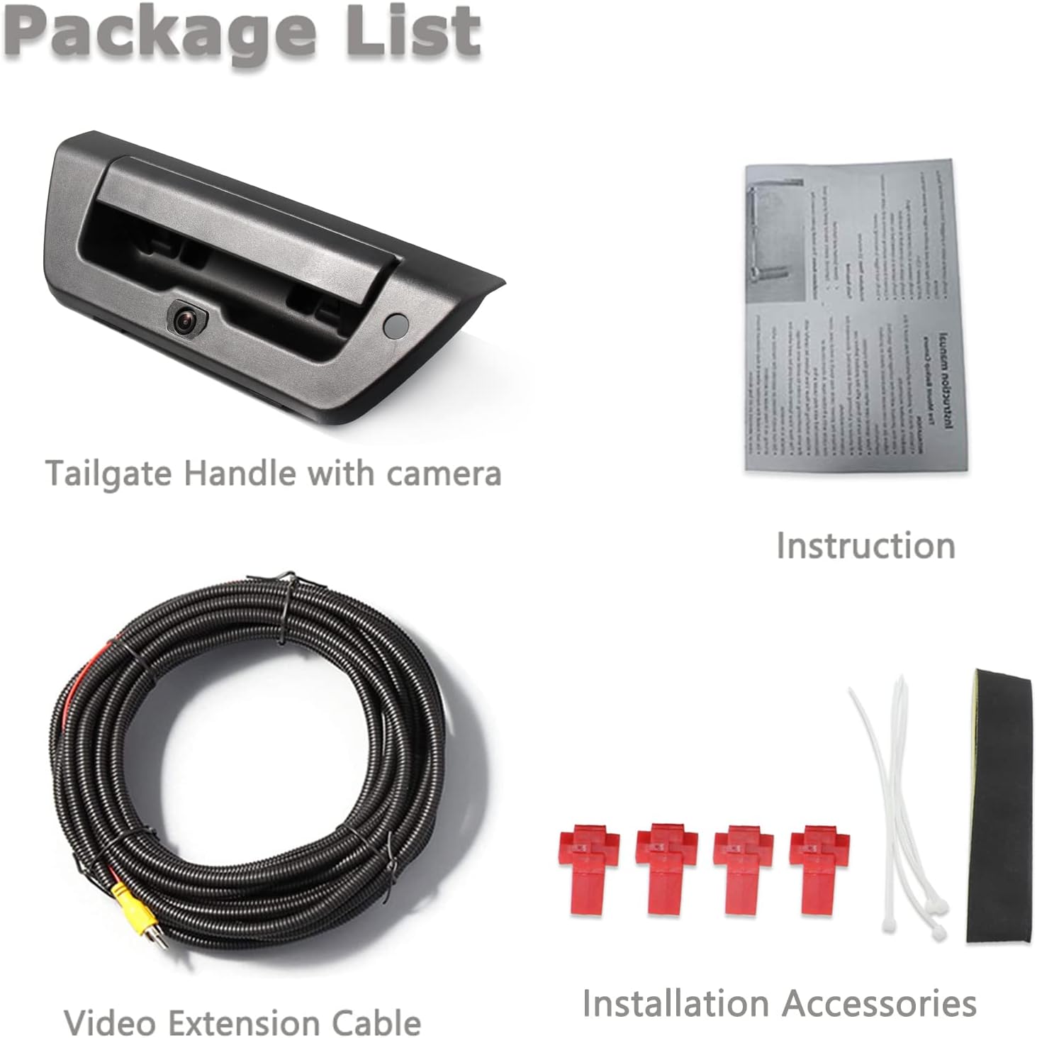 EWAY Tailgate Handle Backup Rear View Camera for Ford F150 2015 2016 2017 Manual Type Reverse Vehicle Backing Night Vision Aftermarket Reversing Cameras for Pickup Truck Black