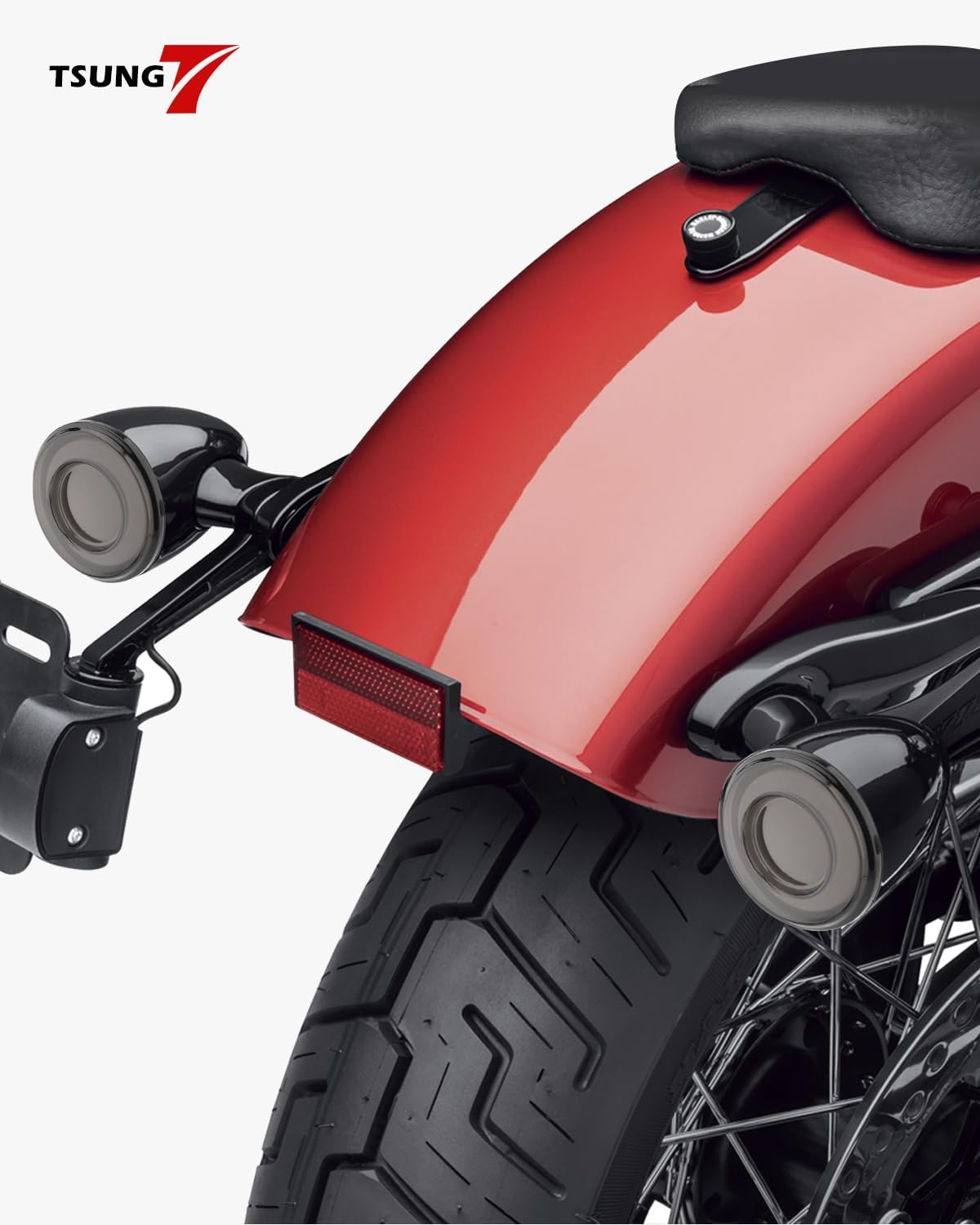 TSUNG Bullet LED Rear Turn Signals Smoked Integrated Indicator Brake Running Light Compatible with Harley Sportster XL 883 1200 1992-2019 (Short-B-Black)