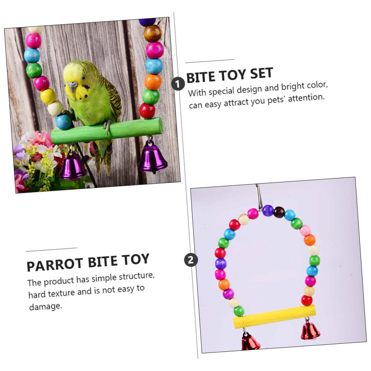 Levemolo 5 pièces Set de Jouets à Mâcher pour Perruches et Perroquets et Naturel pour Oiseaux Ensemble Daccessoires Colorés pour Cage Danimaux de Compagnie