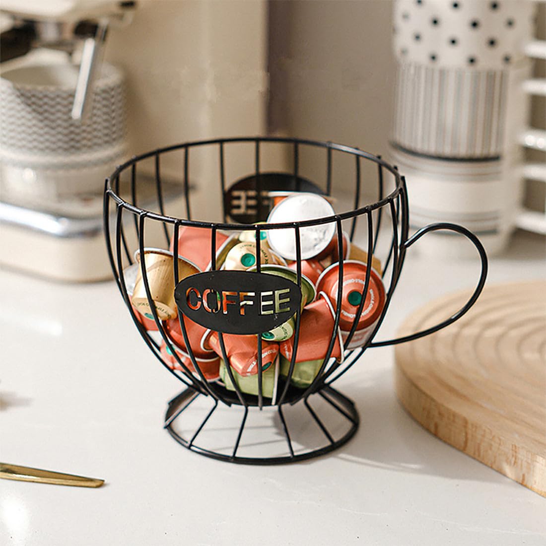 Soporte para cápsulas de café, 2 soportes para tazas K de gran capacidad para mostrador, organizador de almacenamiento de cápsulas de café para oficina, hogar, cafetería, hotel, (negro y