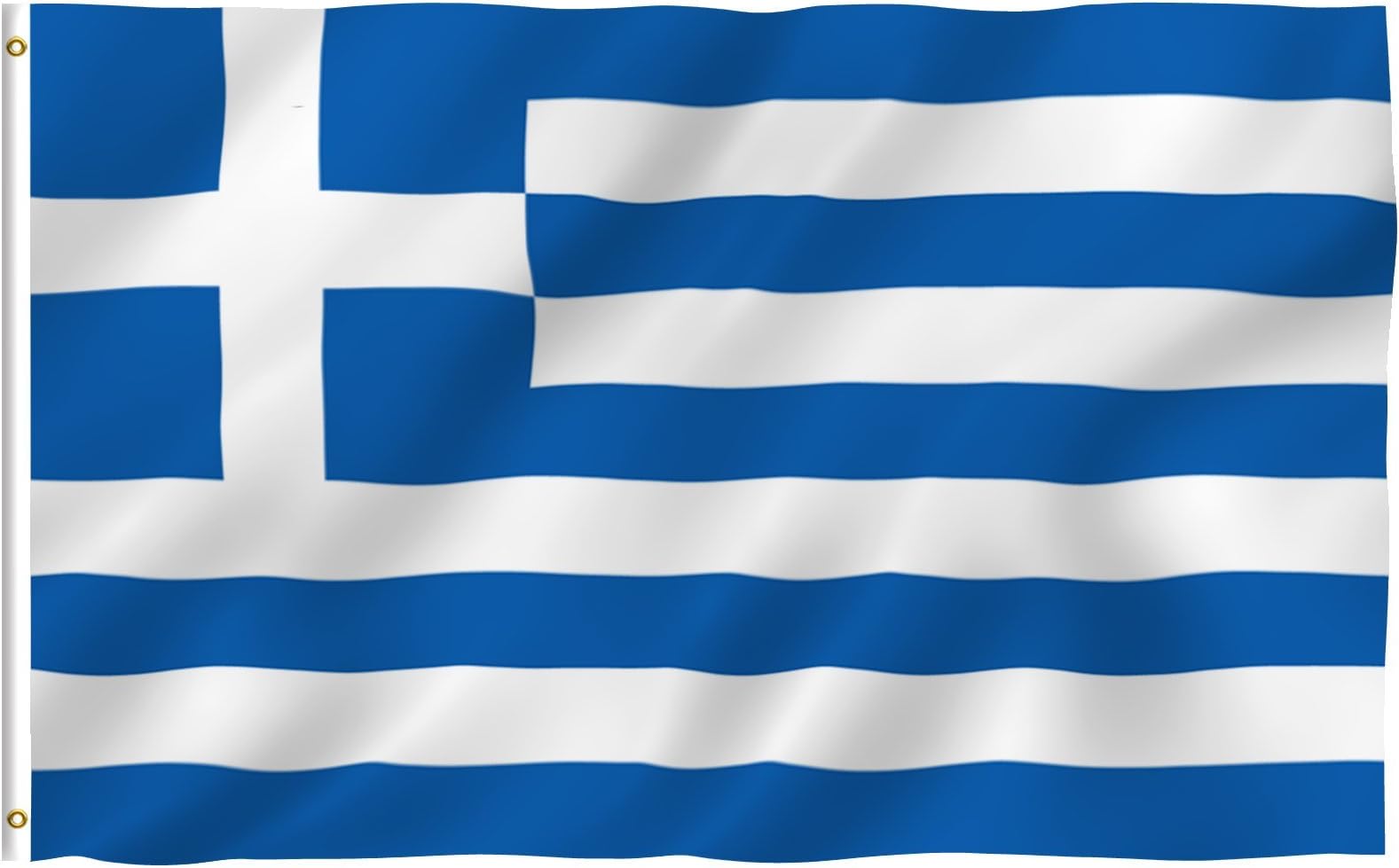 Anley Fly Breeze 3x5 Foot Greece Flag - Vivid Color and Fade proof - Canvas Header and Double Stitched - Greek National Flags Polyester with Brass Grommets 3 X 5 Ft