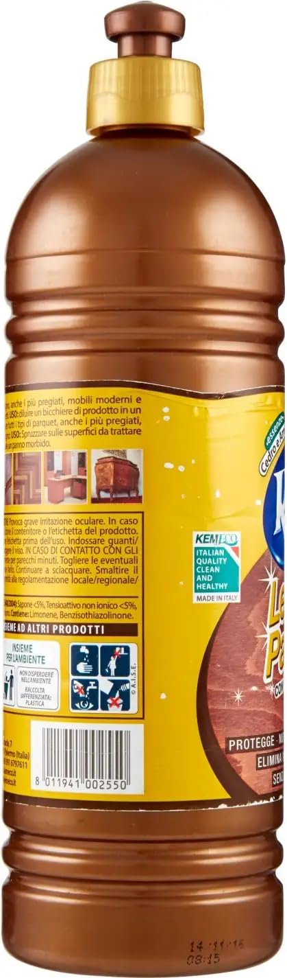 Rio Casamia Legno - Limpiador de madera (15 unidades, aerosol antiestático para superficies de madera/limpiador de madera, 750 ml, incluye llavero Beni Culinari gratuito)