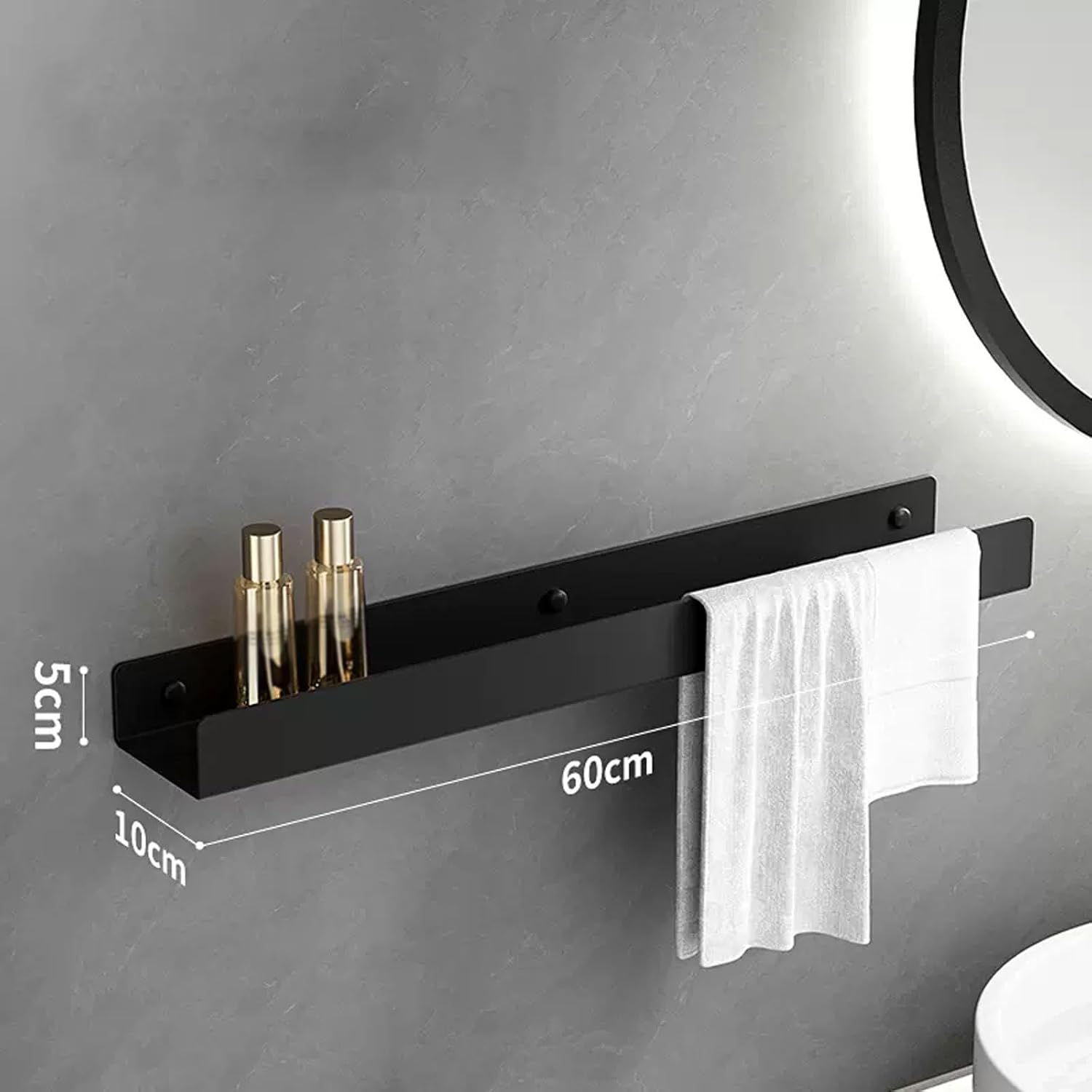 Bathroom Storage Unit Towel Hook Bathroom Organiser for Bathroom Storage and Kitchen Accessories Stainless Steel,Shower Shelf Drill-Free Or Drilling I