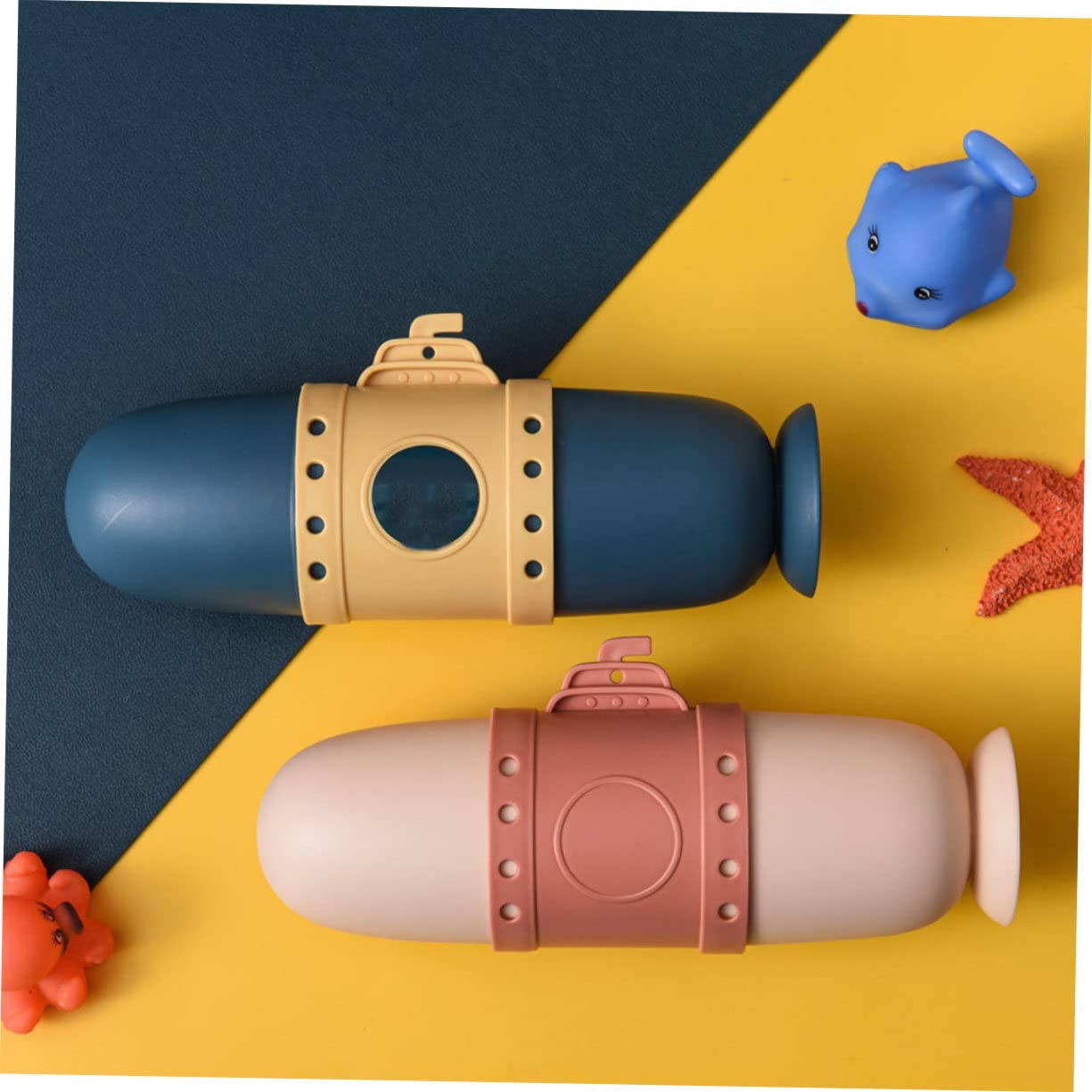PartyKindom 6pezzi Porta Spazzolino Da Viaggio Design Submarino Elegante Custodia Per Spazzolino e Tazza Da Lavaggio Contenitore Pratico e Profondo Organizzatore Compatto Per Viaggi