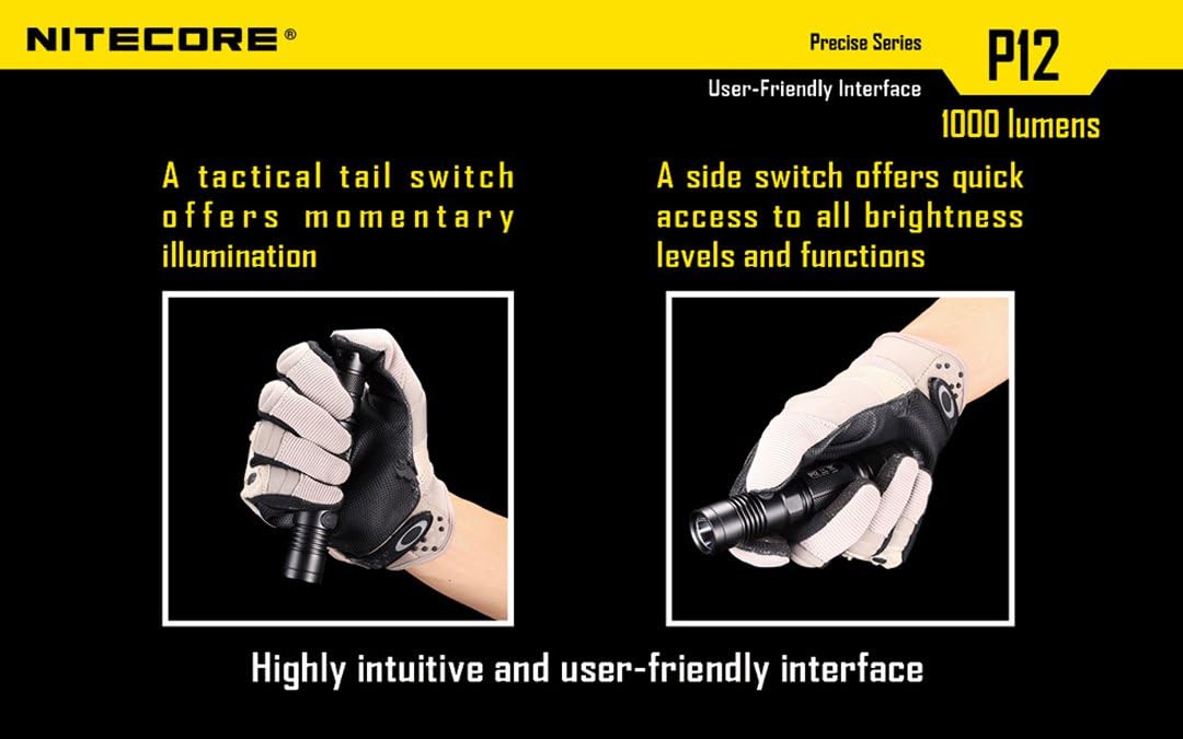 Nitecore P12 Tactical Tail Switch and Side Switch