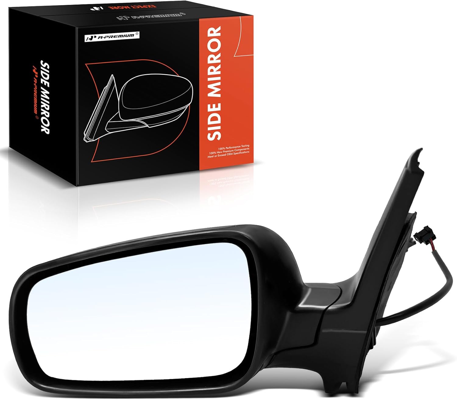 A-Premium Driver Side Power Door Mirror - Compatible with Volkswagen Jetta 1999-2007, Golf 1999-2006 - Heated Manual Folding Black Outside Rear View Mirror