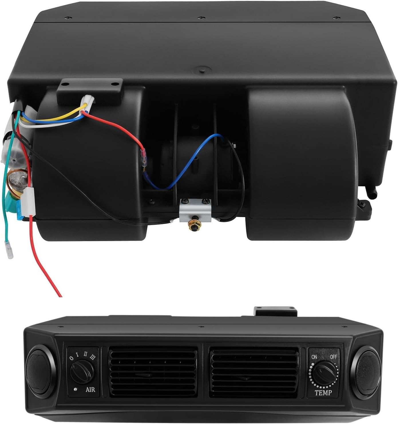 Air Conditioning Evaporator, 12V 80W Universal Car Air Conditioner Car Evaporator 32 Pass 4 Way Coil 3 Flow Speed Under-Dash A/C Cool Unit for Car RV Truck (12V, Only Cooling, 4 Vents)