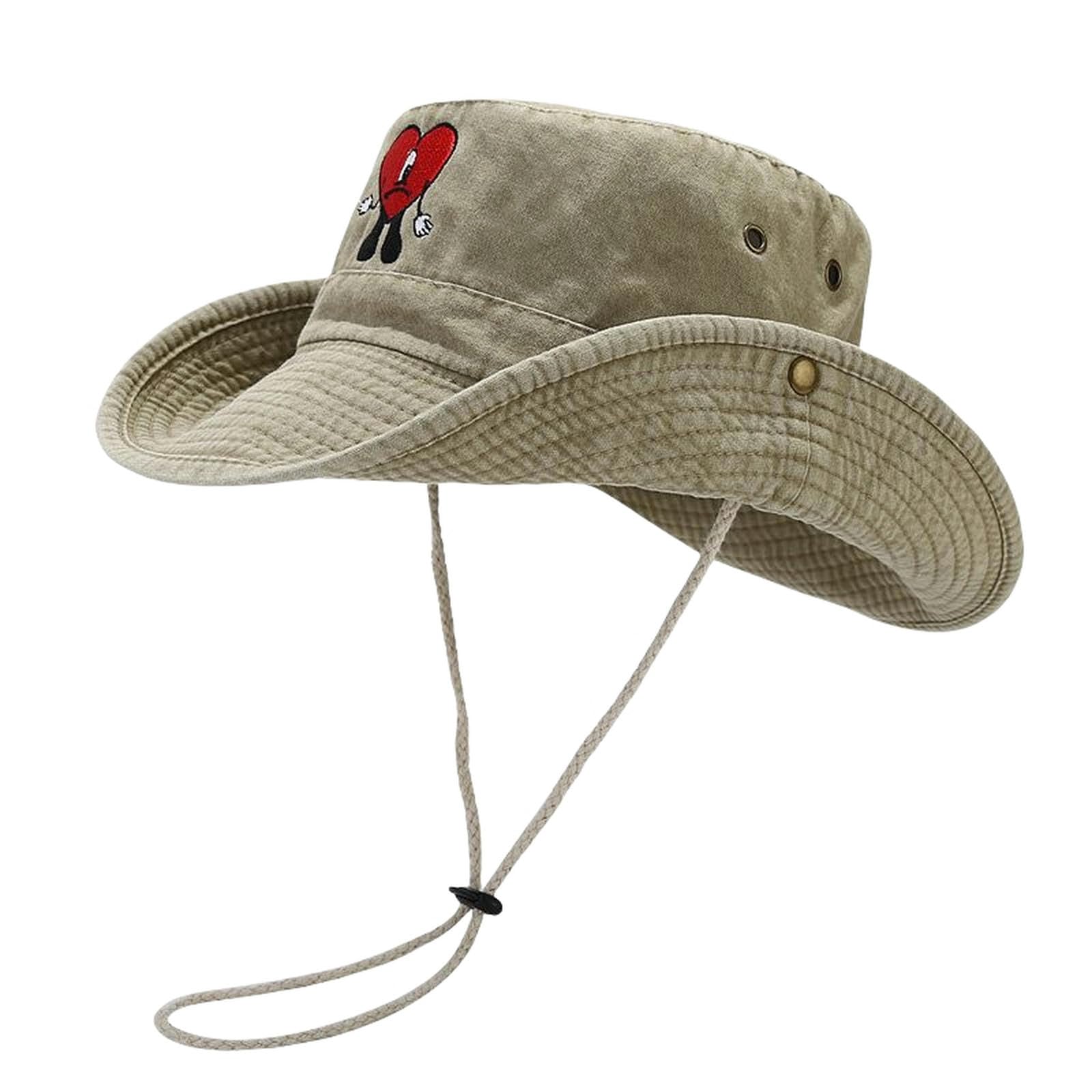 Sombrero de Pescador UPF 50+ Unisex con Sombrero De Arbustos De Algodón con Borde Ancho, Correa De Barbilla Extraíble, Brotes Laterales Y Agujeros De Ventilación
