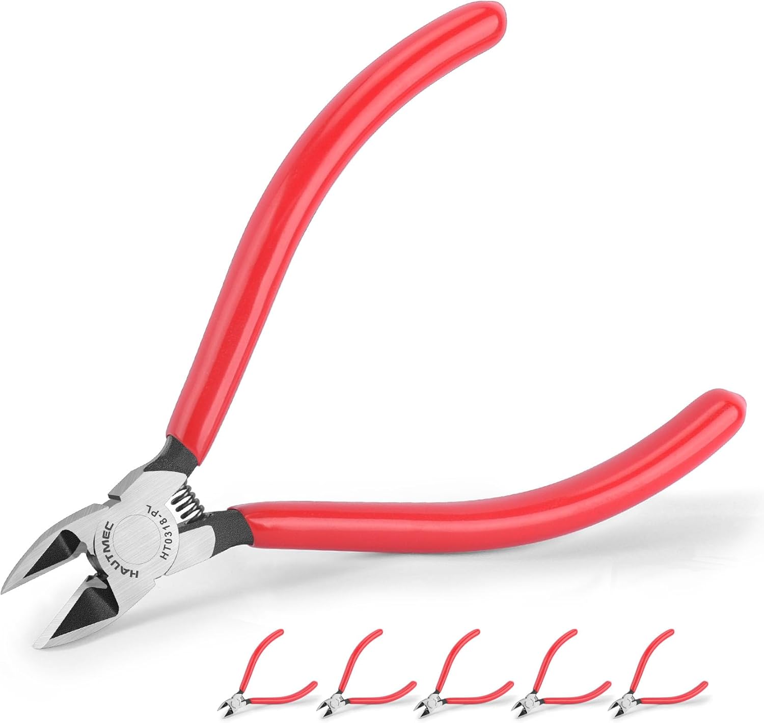 HAUTMEC 6" Flush Cutters Ultra Sharp Flush Cut Pliers 10PCS Small Wire Cutters for Crafting, Spring Loaded and Non-slip Grip Wire Snips for Plastic, Jewelry Marking, Artificial Flowers, HT0318-10PC