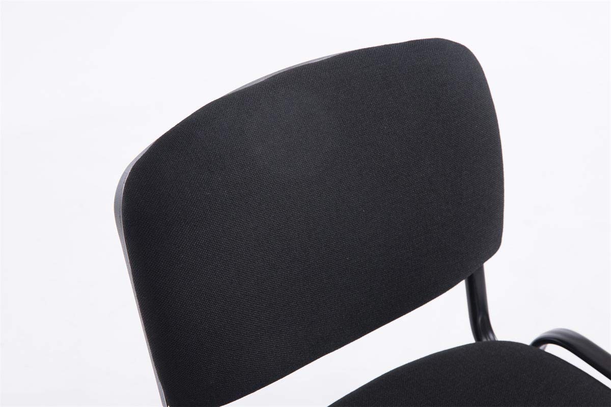 CLP Chaise De Visiteur Empilable Ken XL Tissu I Chaise De Salle D'Attente avec Dossier Et Assise Rembourrés I Piètement Métal Noir Mat, Couleur:Noir