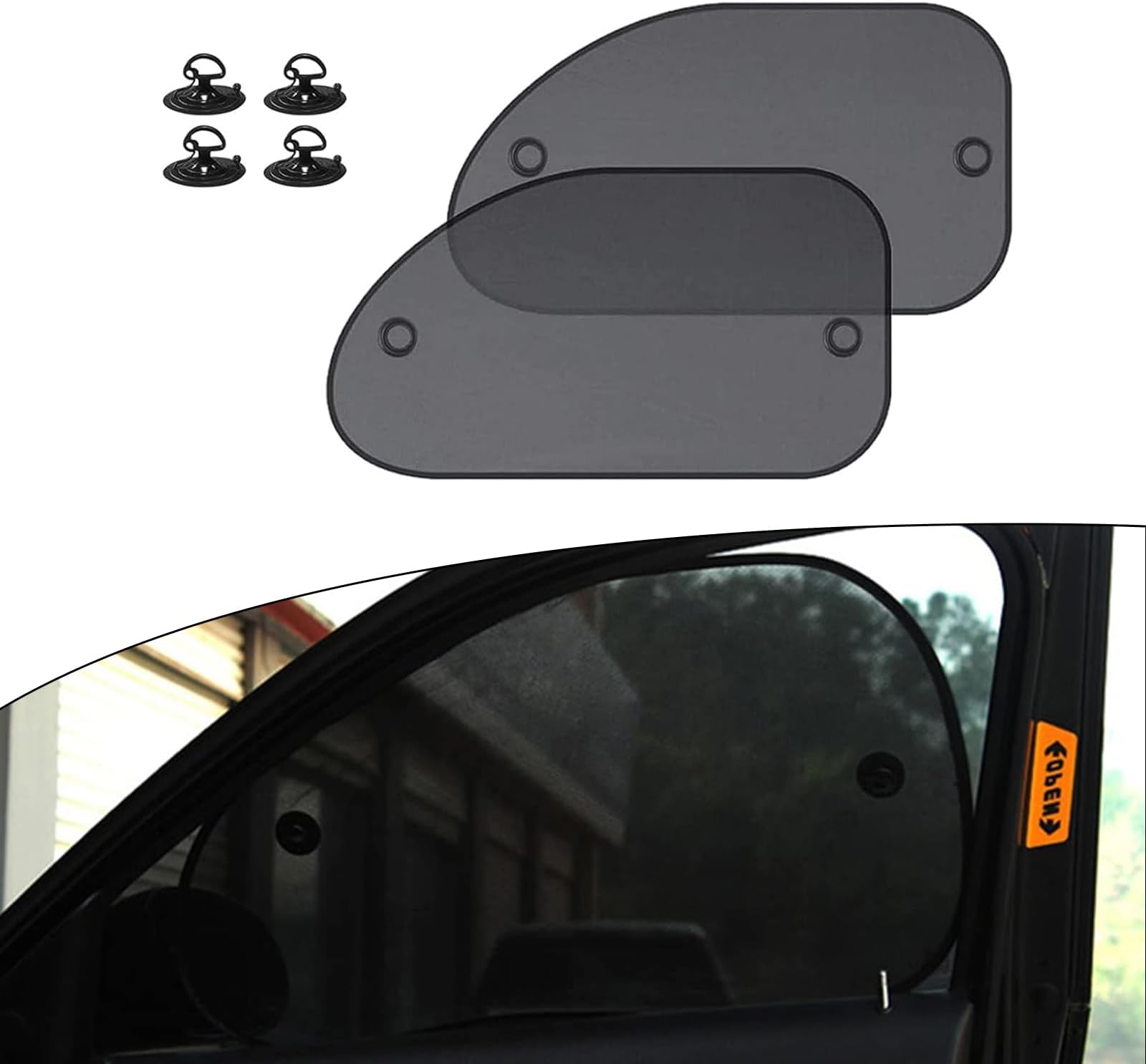 2 PCS Car Side Window Sun Shade, 25.5" x 14.9" Breathable Mesh Side Car Window Sun Shade, Sun Protection Insulation Side Window Sunshade, Universal for Most Cars (Black)