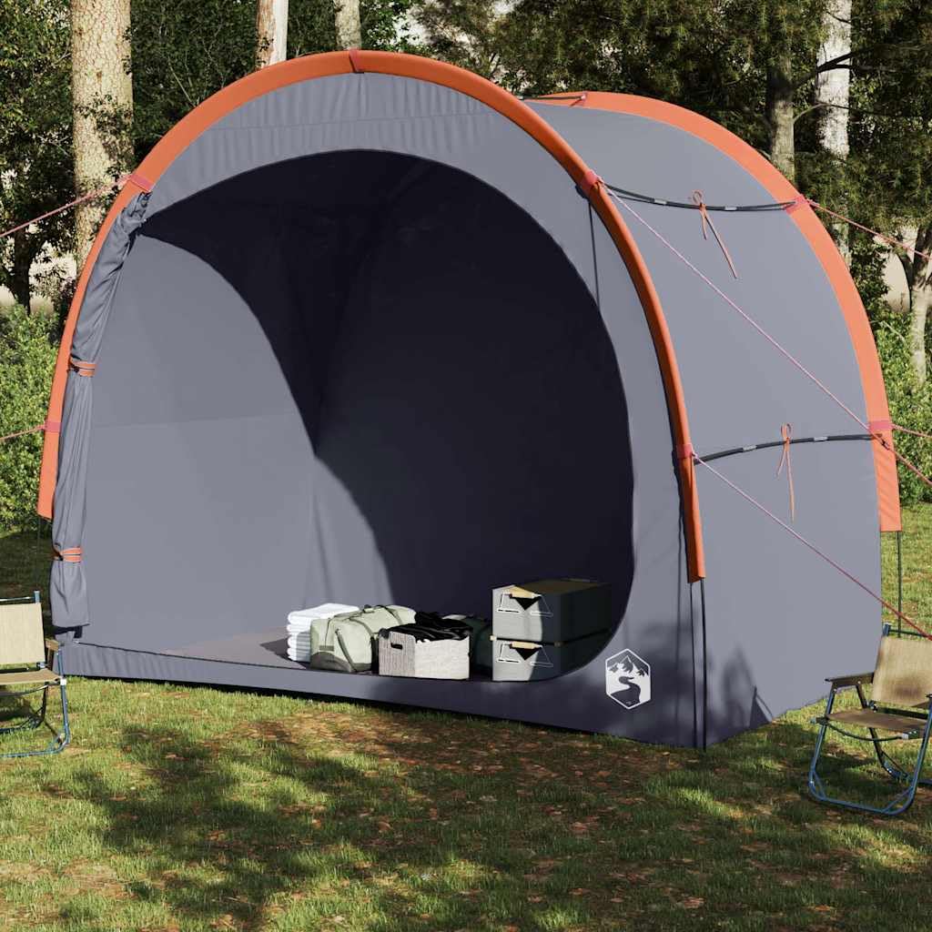 Tienda de campaña impermeable gris y naranja para camping, tienda de campaña con espacio de almacenamiento, accesorios para excursiones familiares, tienda de campaña de poliéster impermeable con