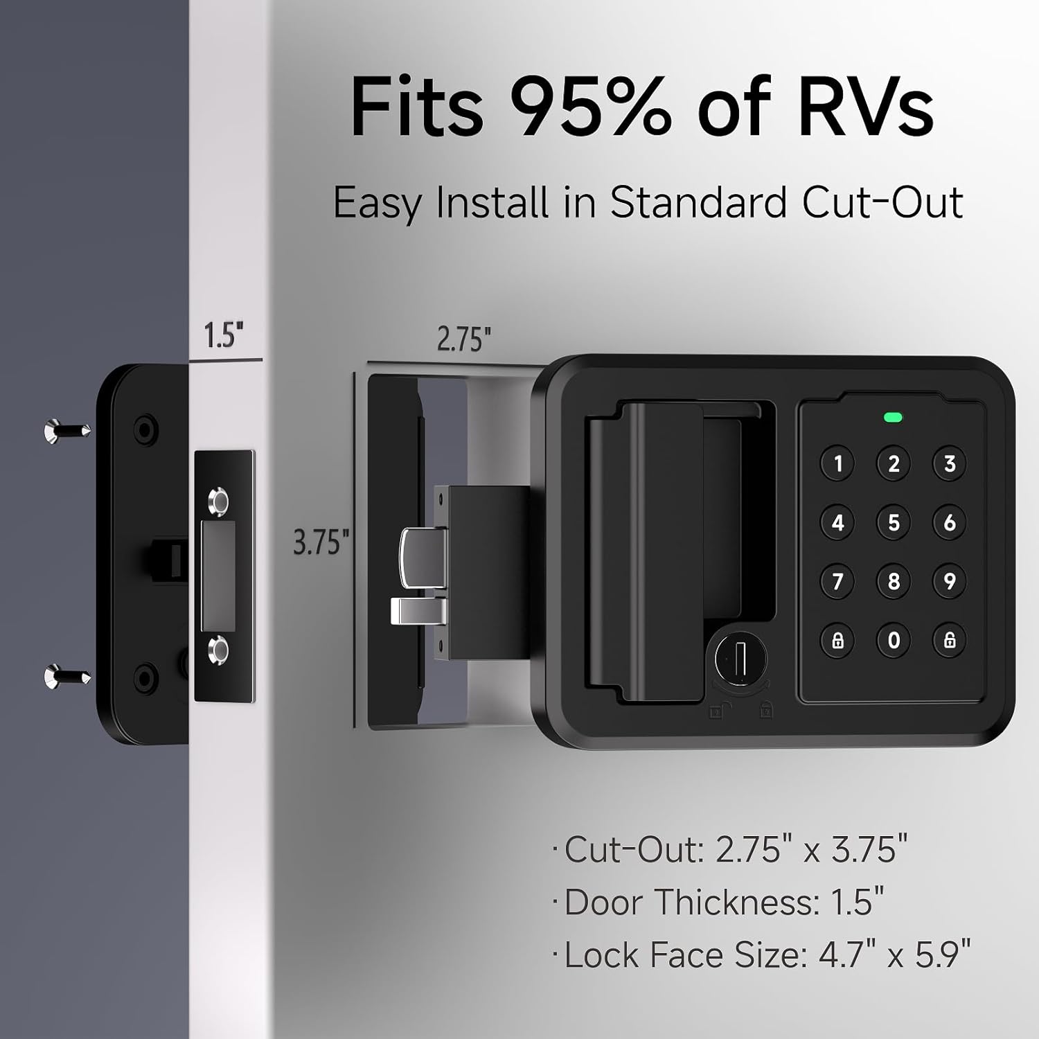 Keyless Entry RV Door Lock with Keypad & Remote, Heavy Duty Camper Door Lock Replacement for Trailers, 5th Wheels, Easy DIY Install, Full Metal Construction