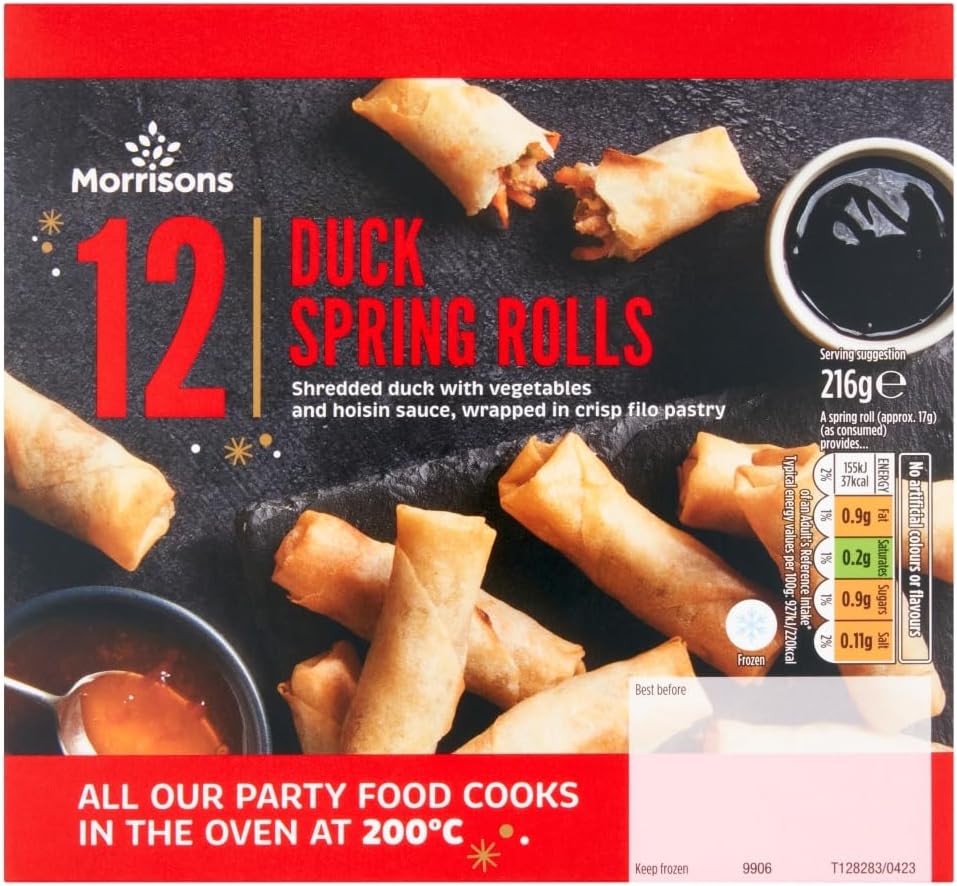 Morrisons 12 Duck Spring Rolls 216g (Frozen)