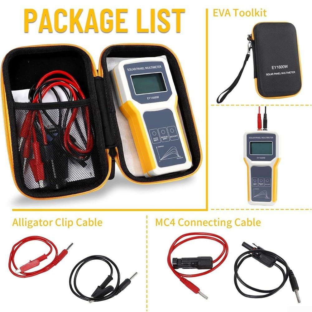 Solar-MPPT Photovoltaic Panel Multimeter 12-60V Large LCD Backlight Screen for Solar Energy Power Testing(EY1600W)