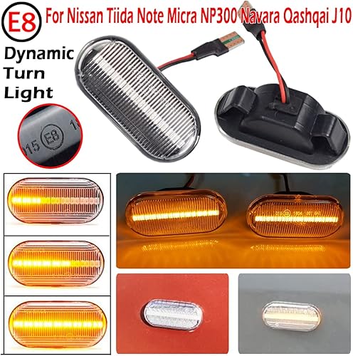 Miniatura 2 de 2 unids dinámicas LED luces de marcador lateral 12 V fluye luz de señal de giro montaje para Nissan Qashqai J10 Micra C Frontier D40 Navara Versa