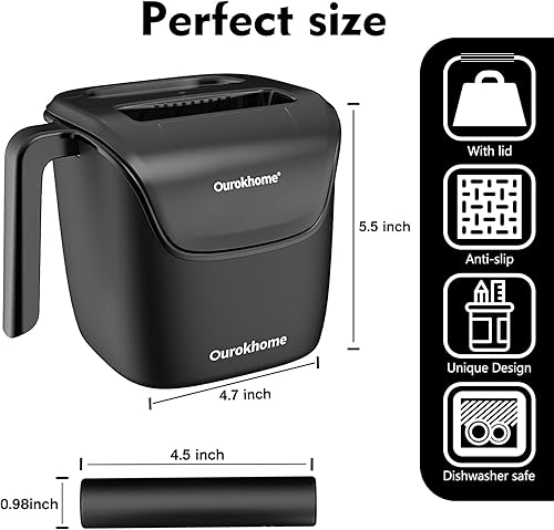 Miniatura 4 de Ourokhome Espresso Accessories Knock Box, contenedor estable de acero inoxidable para máquina de café espresso con barra de golpeo extraíble, asa y