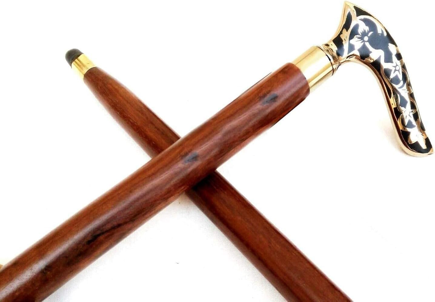 Bastone da passeggio in legno con manico in ottone, 2 volte bastone da passeggio per uomini e donne, regalo