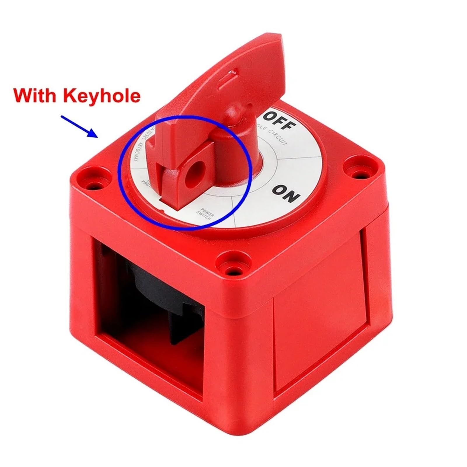 Interruptor de circuito impermeable 12-48V 300A RV coche barco Selector de batería aislador(Red With Keyhole)