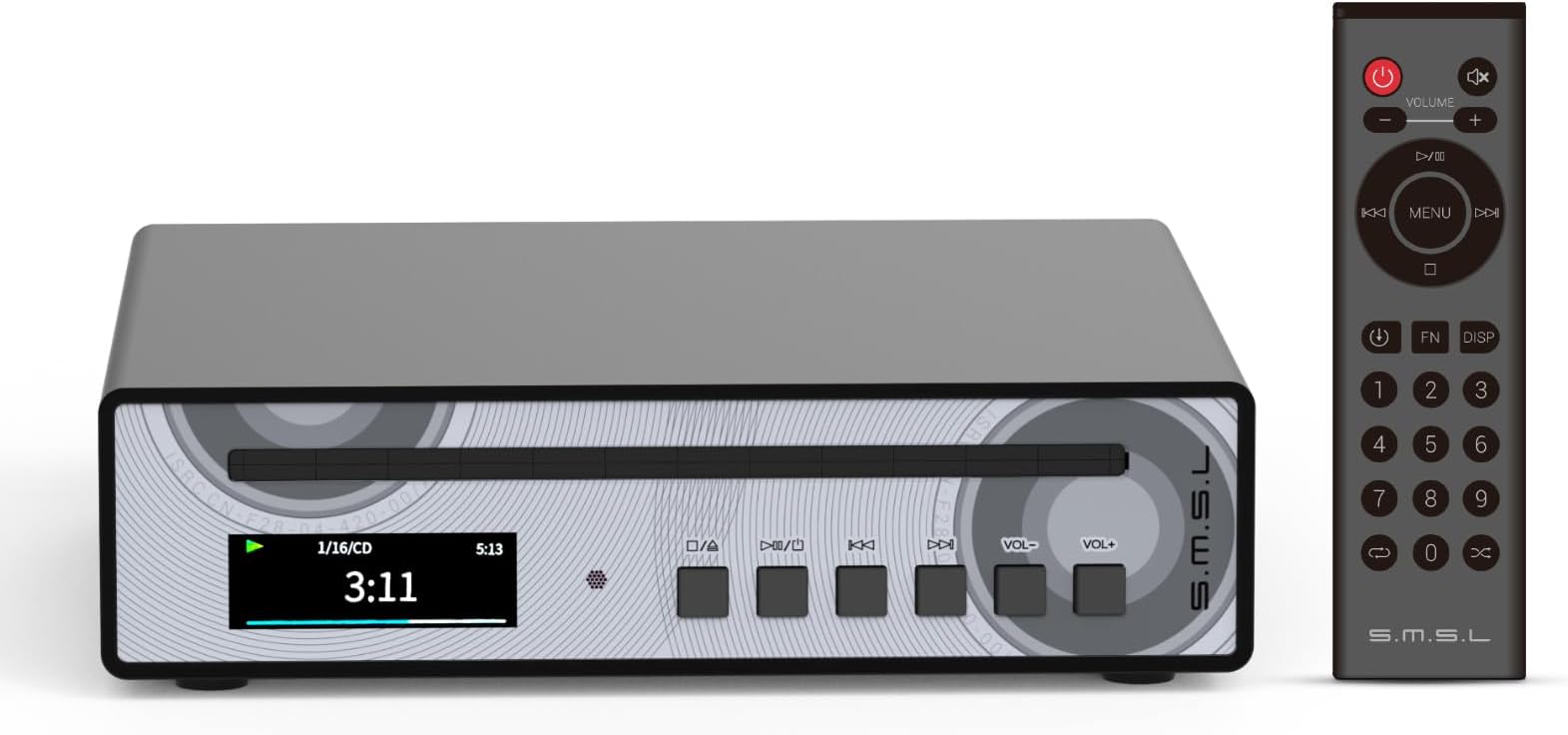 AOSHIDA の SMSL VMV PL100 PRO HiFi CDプレーヤー 家用、車載用CD Player、2×CS43131チップ搭載MQAデコード対応、RCA/XLR/3.5mm/4.4mmバランスヘッドホン/光/同軸デジタル出力プリアンプ (黒)