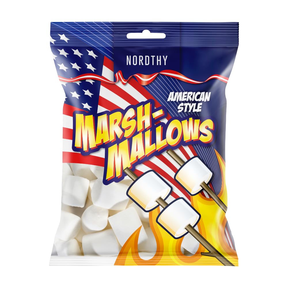 Nordthy Riesen Marshmallows – 300 g – American Style – Extra große Marshmallows zum Rösten, Backen & für S'mores