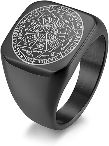 Anillo de cábala de Salomón de acero inoxidable con diseño de estrella de David para hombre, diseño de triángulo con forma de estrella de David,